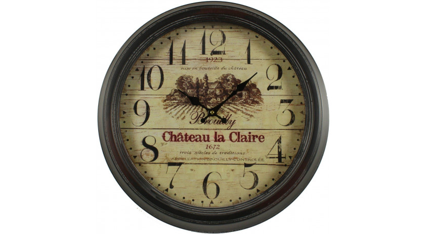 Horloge Ancienne Murale Brouilly Château La Claire 47cm