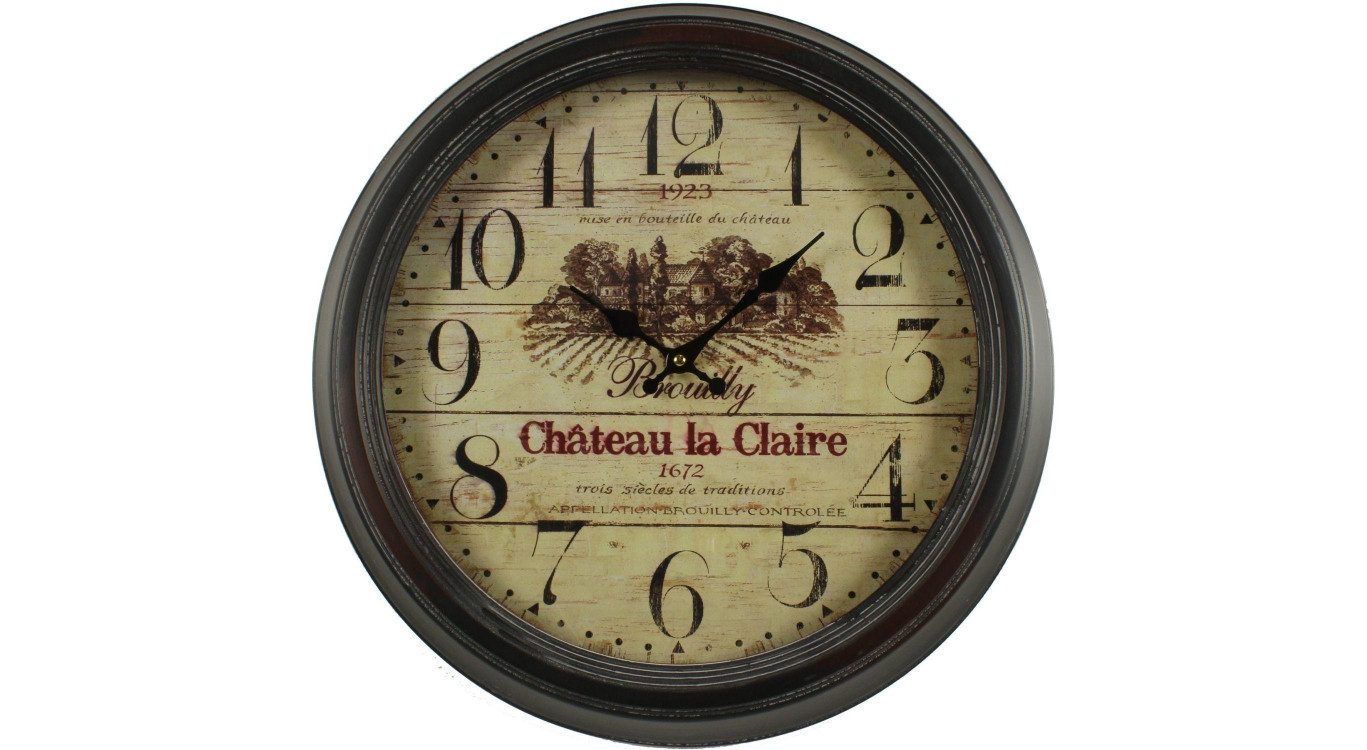 Horloge Ancienne Murale Brouilly Château La Claire 47cm