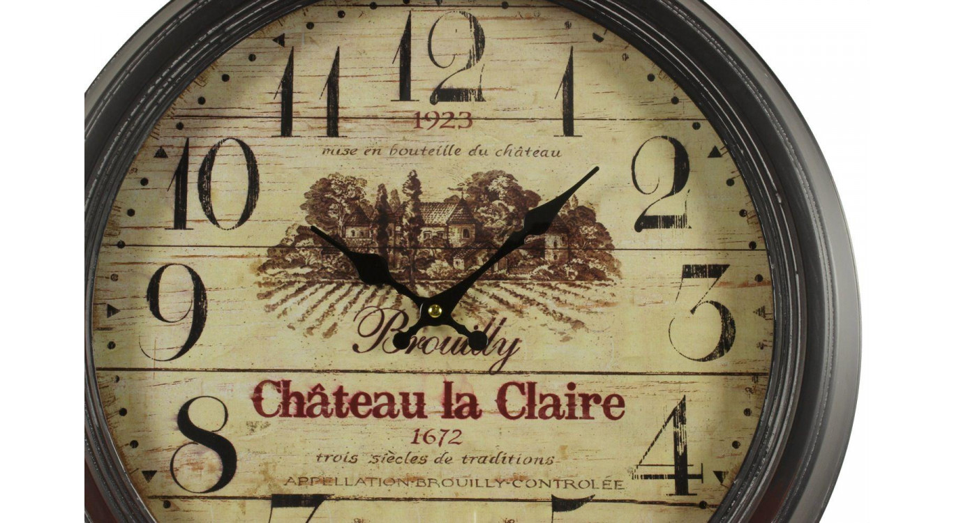 Horloge Ancienne Murale Brouilly Château La Claire 47cm