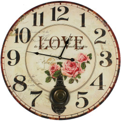 Horloge Ancienne Balancier Love 58cm