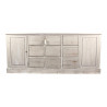 Meuble Semainier Chiffonnier Grainetier Bois 9 Tiroirs Cerusé Blanc Nu 210x54x90cm