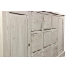 Meuble Semainier Chiffonnier Grainetier Bois 9 Tiroirs Cerusé Blanc Nu 210x54x90cm