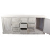 Wochenschrank Chiffonnier Grainetier Bois 9 Schubladen Cerusé Blanc Nu 210x54x90cm