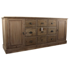 Meuble Semainier Chiffonnier Grainetier Bois 9 Tiroirs 210x54x90cm