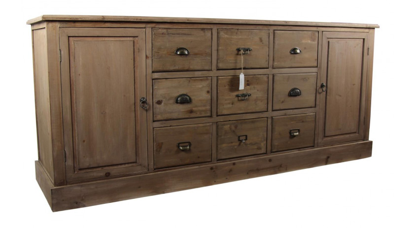 Meuble Semainier Chiffonnier Grainetier Bois 9 Tiroirs 210x54x90cm