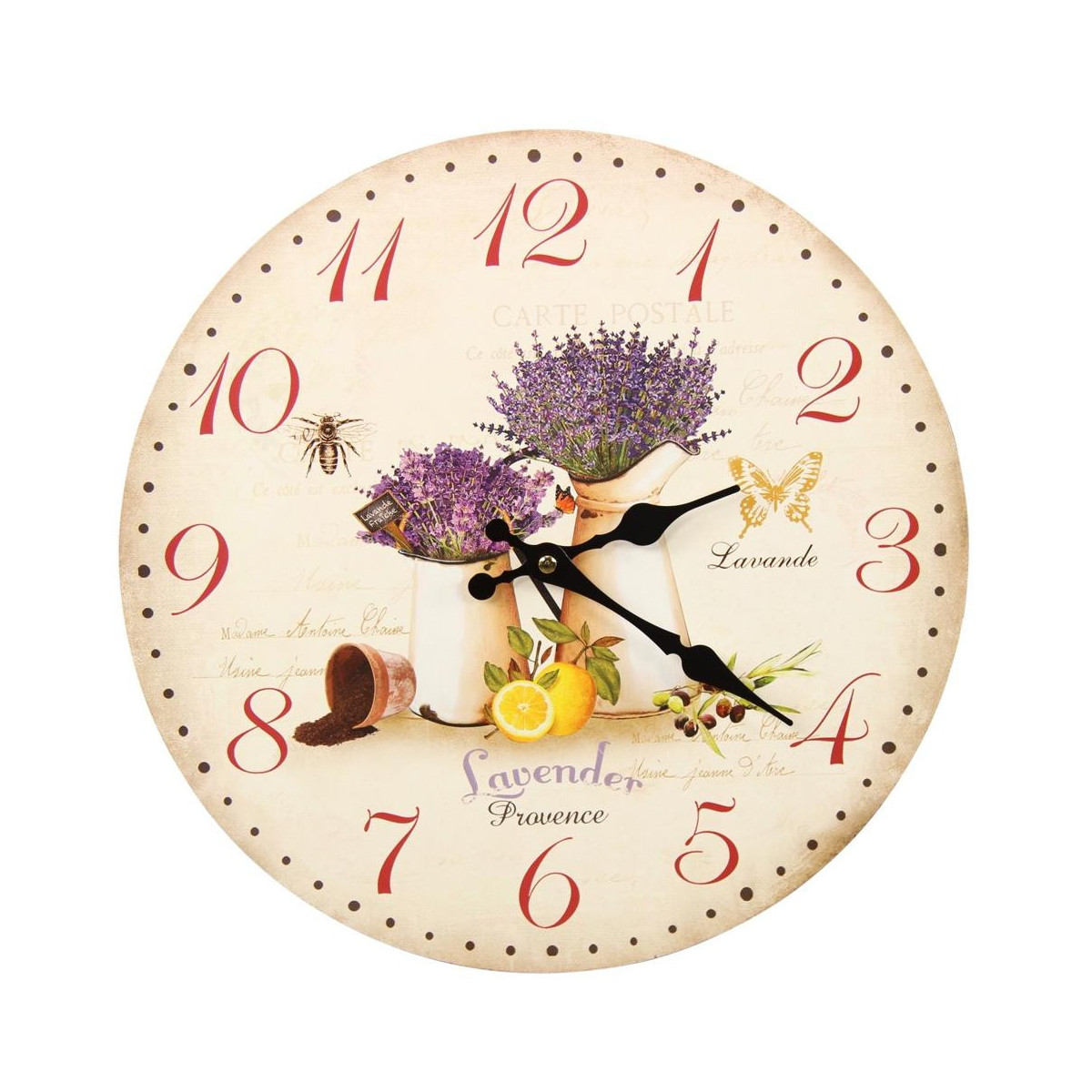 Horloge Ancienne Murale Lavande Citron 34cm