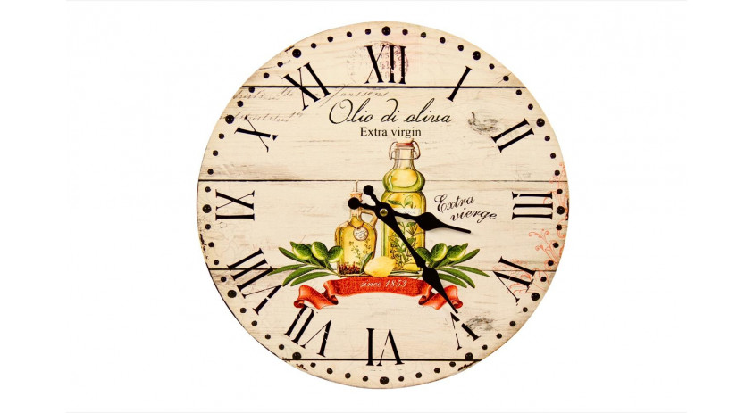 Horloge Ancienne Murale Huile d'Olive 34cm