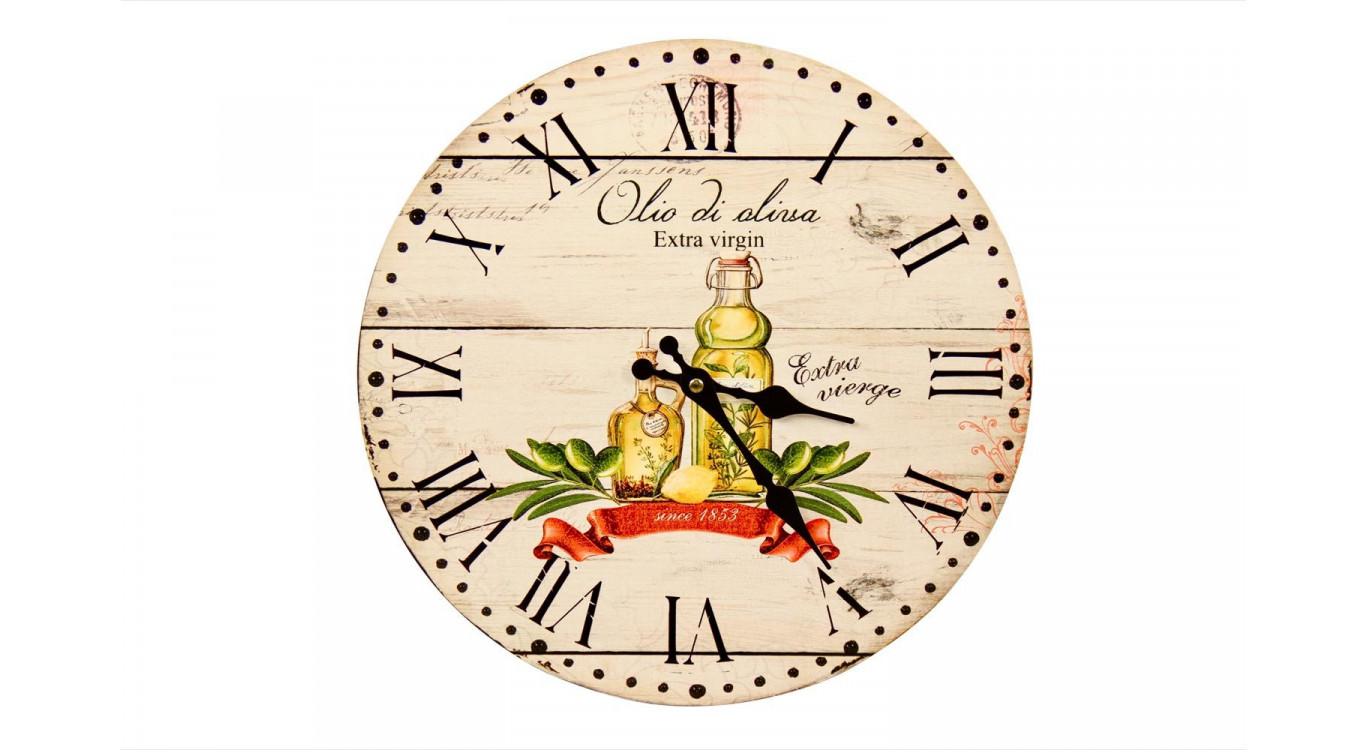 Horloge Ancienne Murale Huile d'Olive 34cm