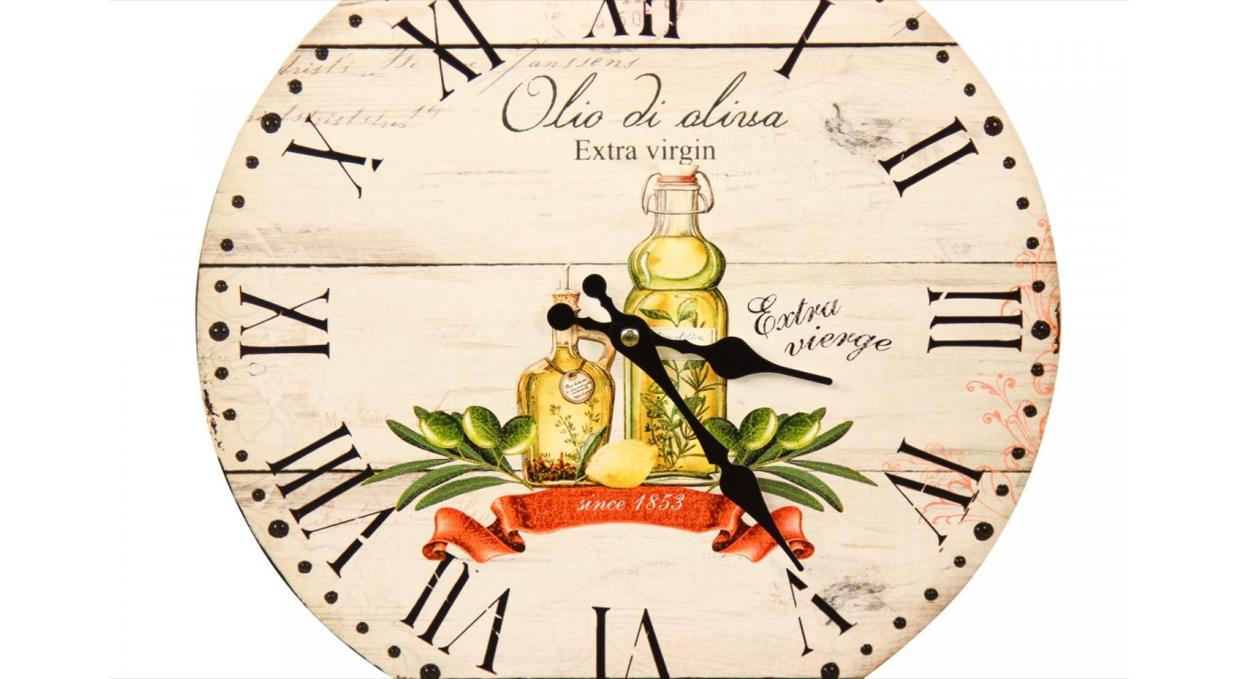 Horloge Ancienne Murale Huile d'Olive 34cm