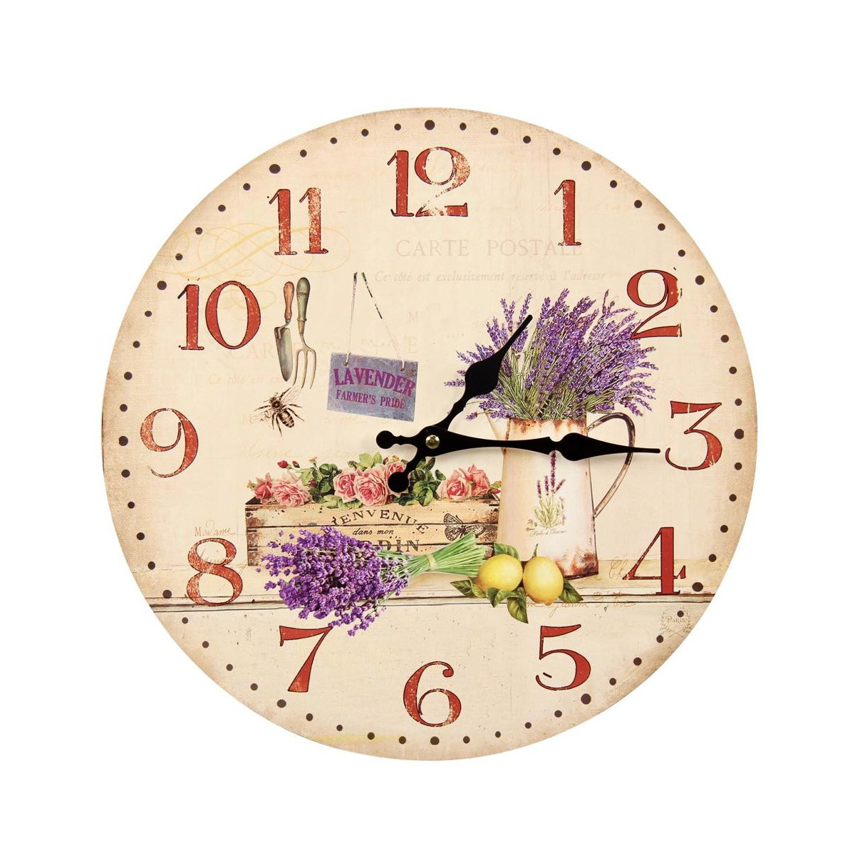 Horloge Ancienne Murale Lavande Rose 34cm