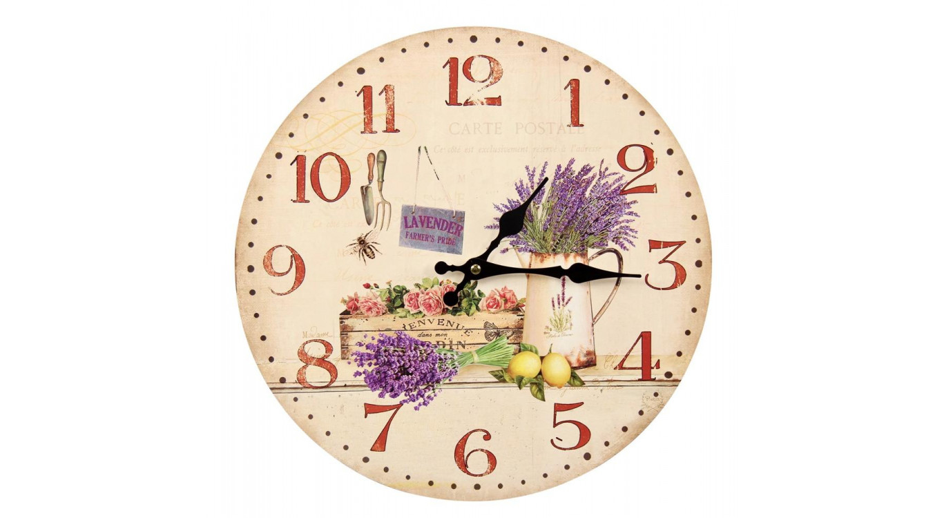 Horloge Ancienne Murale Lavande Rose 34cm