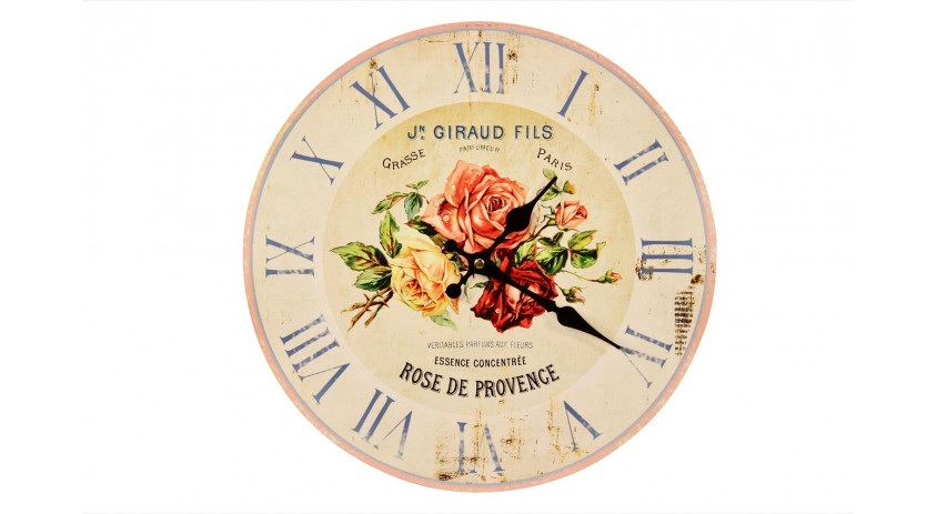 Horloge Ancienne Murale Rose de Provence 34cm