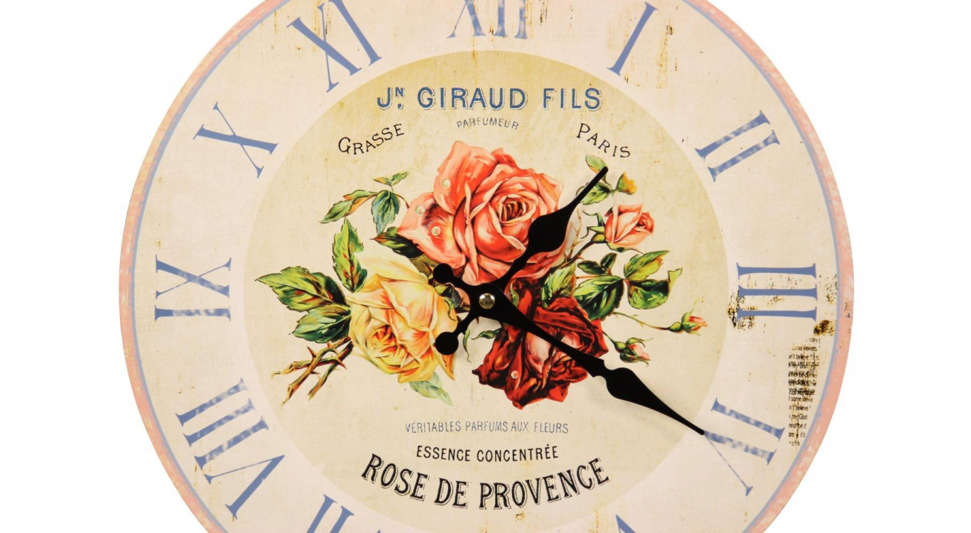 Horloge Ancienne Murale Rose de Provence 34cm