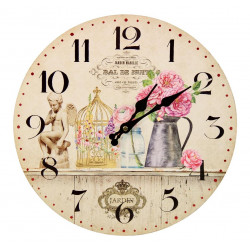 Horloge Ancienne Murale Vase Rose 34cm