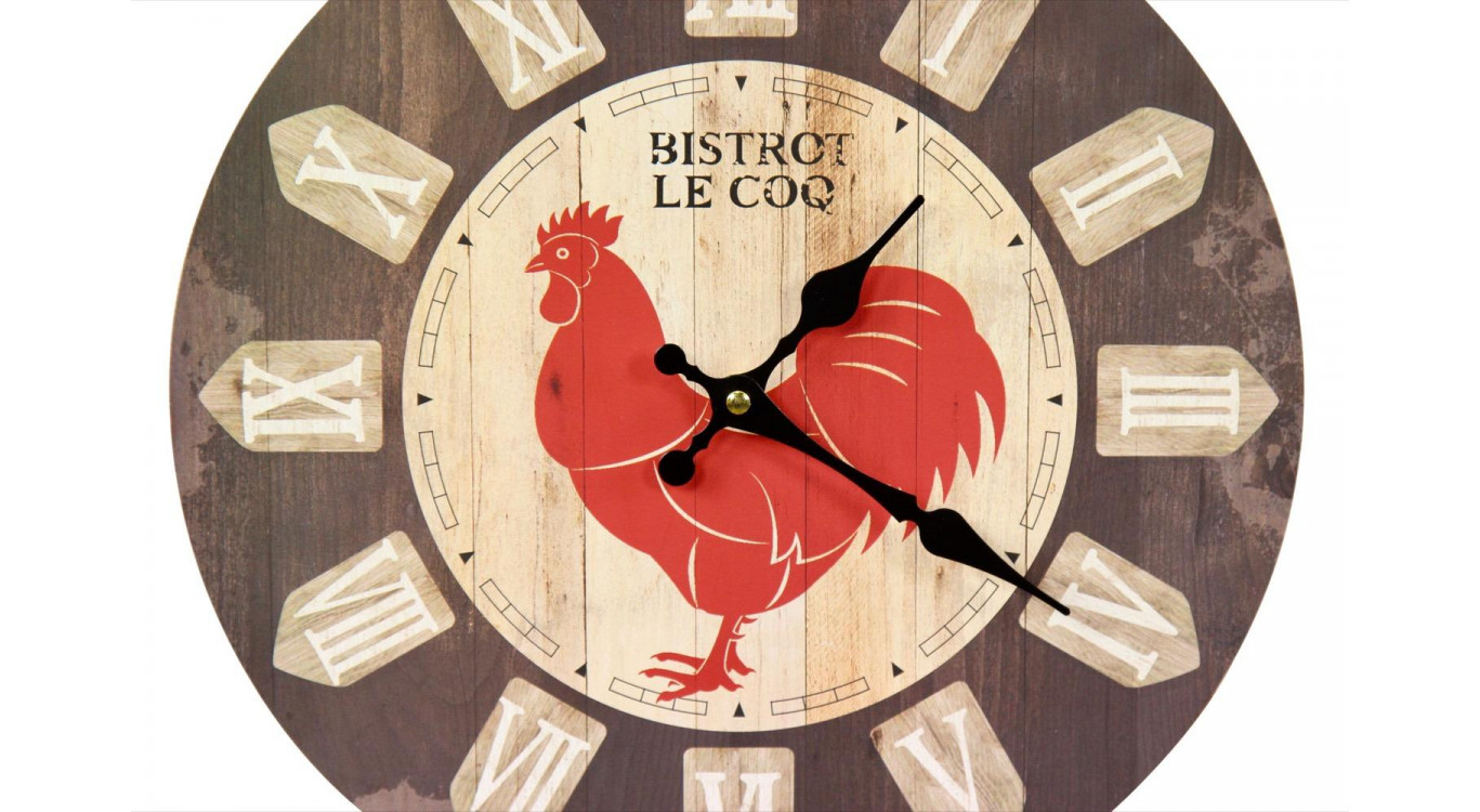 Horloge Ancienne Murale Bistrot le Coq 34cm