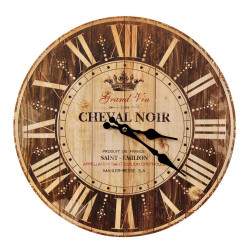 Horloge Ancienne Murale Grand Vin Cheval Noir Marron 34cm