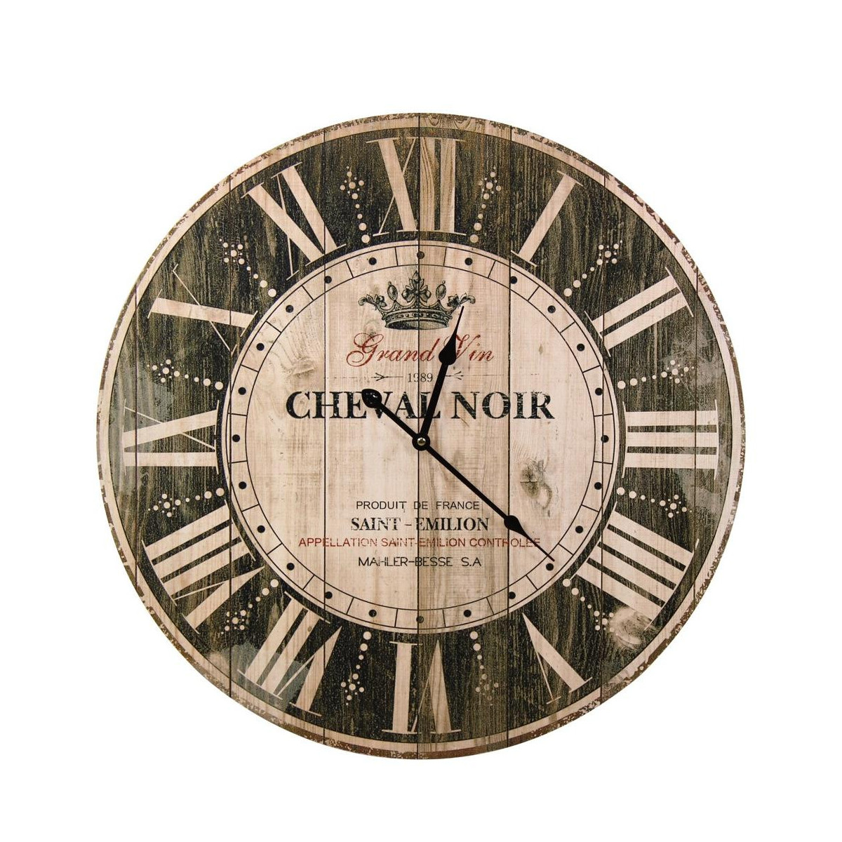 Horloge Ancienne Murale Grand Vin Cheval Noir Marron 58cm