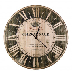 Horloge Ancienne Murale Grand Vin Cheval Noir Marron 58cm