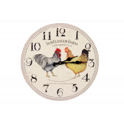 Horloge Ancienne Murale Coq et Poule 34cm