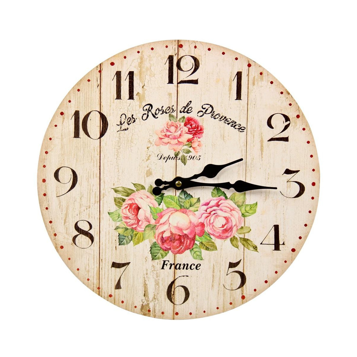 Horloge Ancienne Murale Les Roses de Provence 34cm