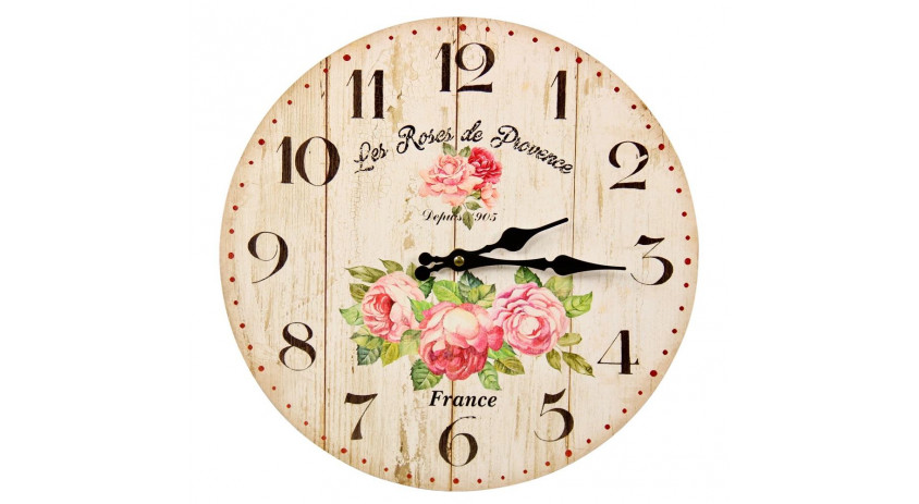 Horloge Ancienne Murale Les Roses de Provence 34cm