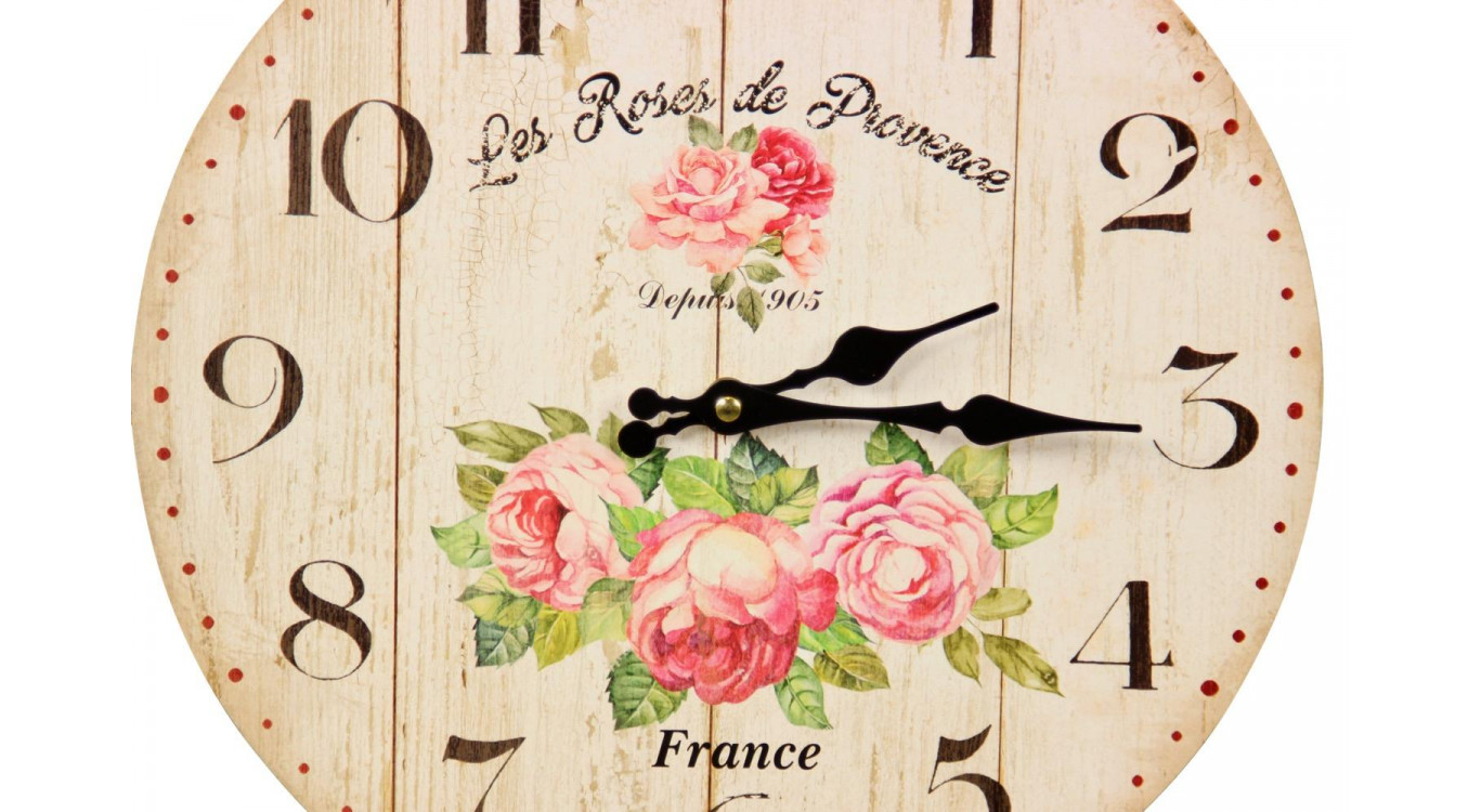 Horloge Ancienne Murale Les Roses de Provence 34cm