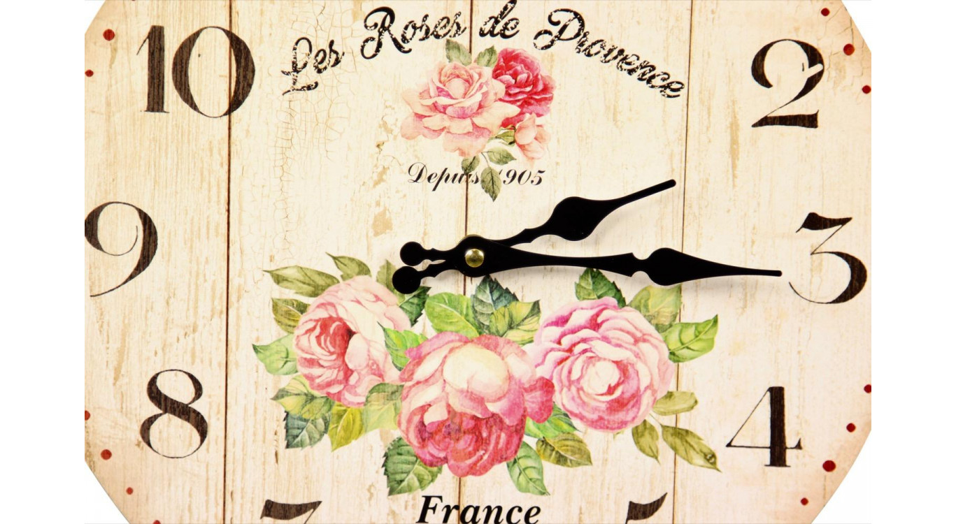 Horloge Ancienne Murale Les Roses de Provence 34cm