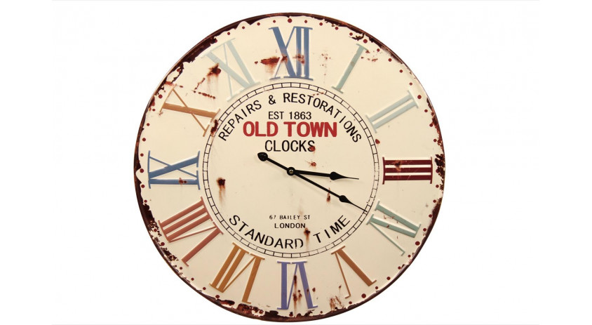 Horloge Ancienne Métal Old Town Clocks 58cm