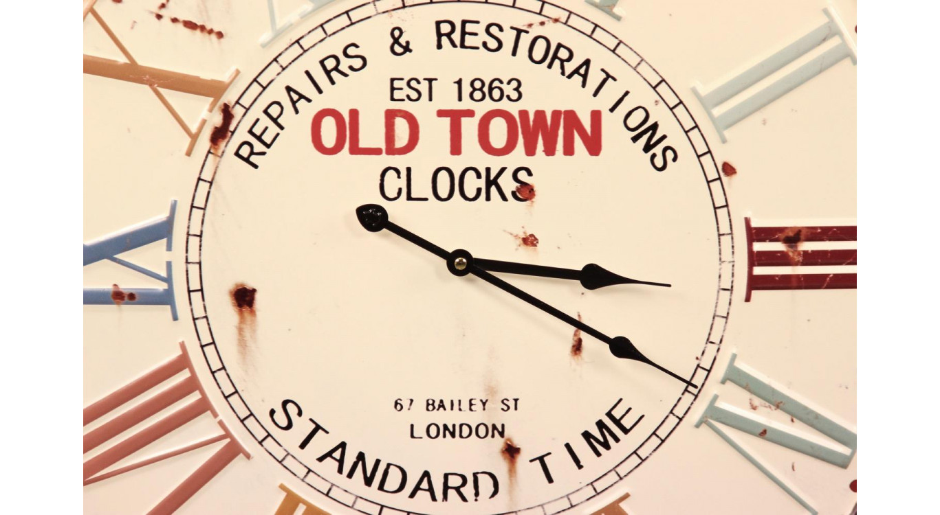 Horloge Ancienne Métal Old Town Clocks 58cm