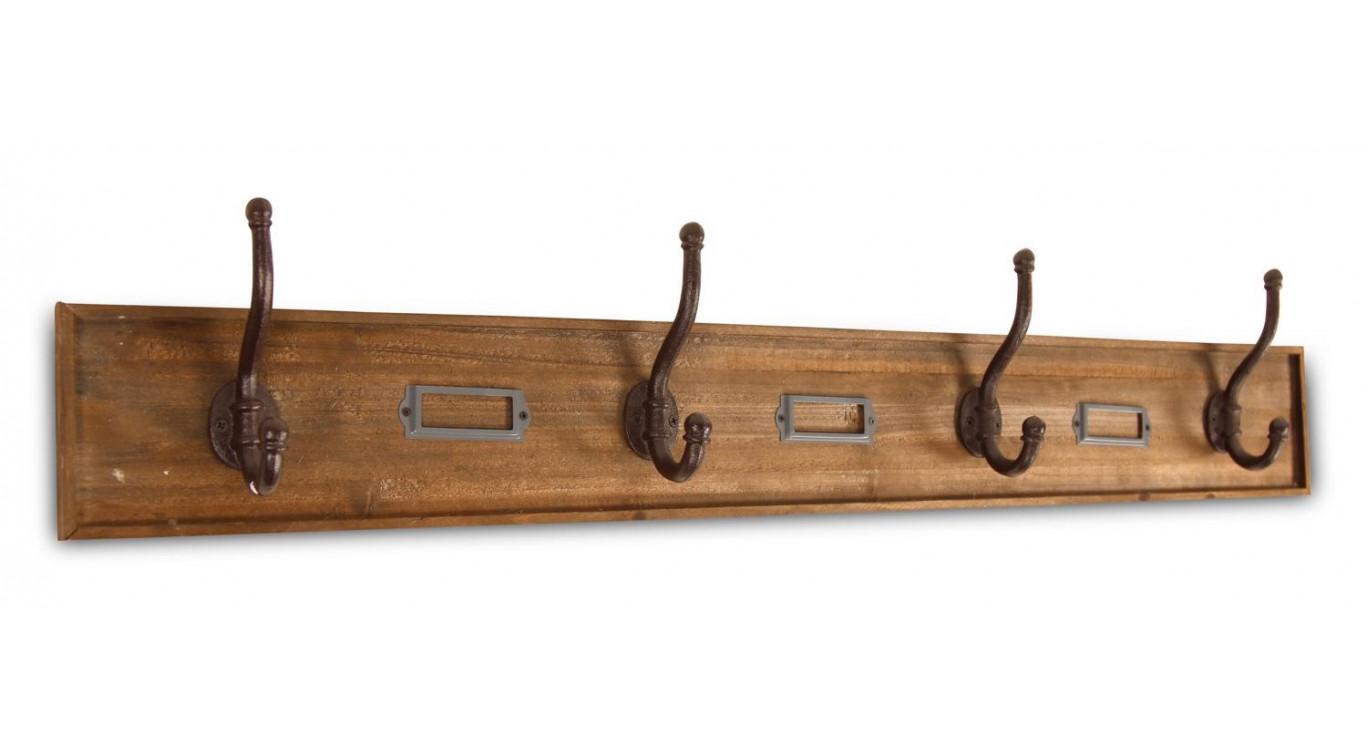 Coat hook Wood 4 hooks Brown 97x7.5x17cm