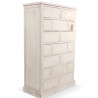 Meuble Semainier Chiffonnier Grainetier Bois Cerusé Blanc 17 Tiroirs Nu 75.5x34x116cm