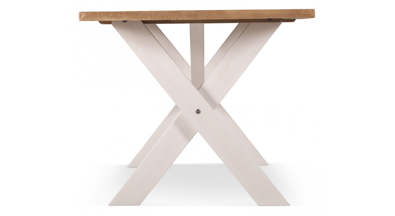 Table Rectangulaire Bois Blanc Césuré 180x90x78cm