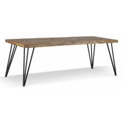 Table Rectangulaire Bois Fer Forgé Marron 220x90x80cm