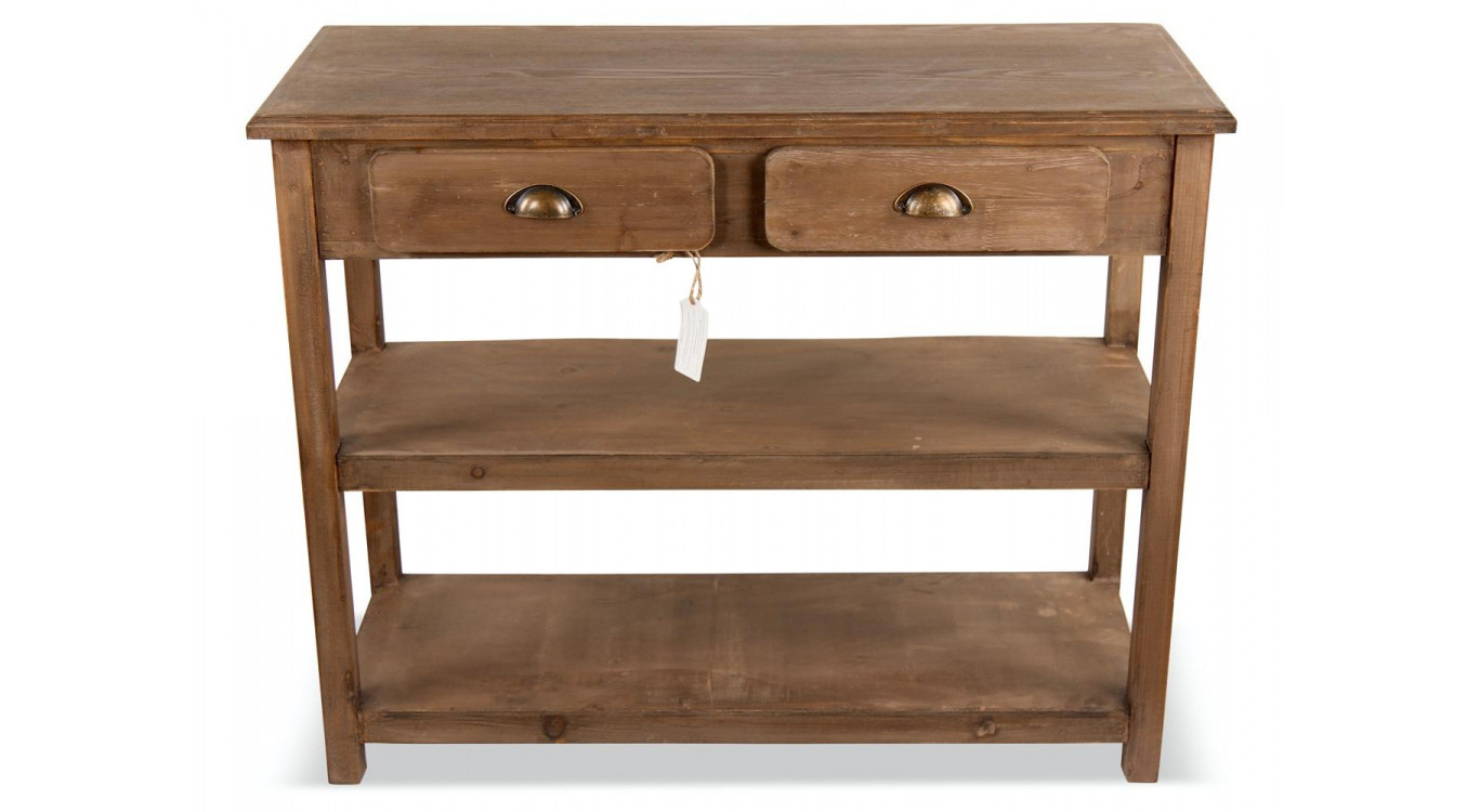 Meuble Console Drapier Bois 2 Tiroirs 100x40x80.5cm