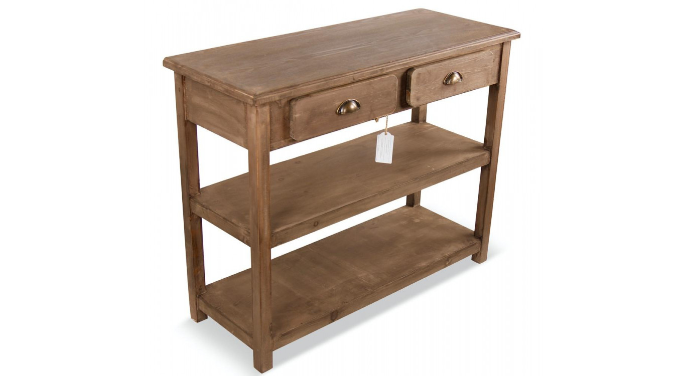 Meuble Console Drapier Bois 2 Tiroirs 100x40x80.5cm