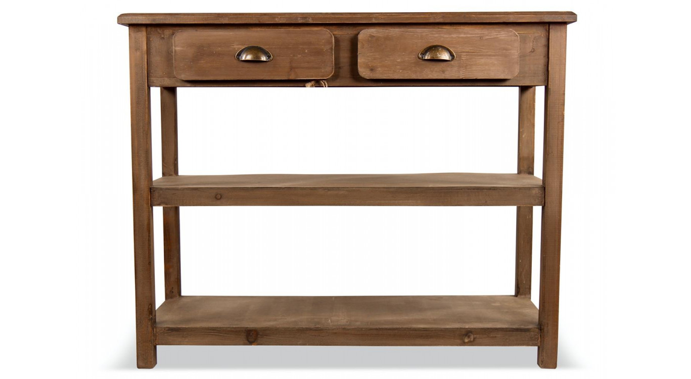 Meuble Console Drapier Bois 2 Tiroirs 100x40x80.5cm