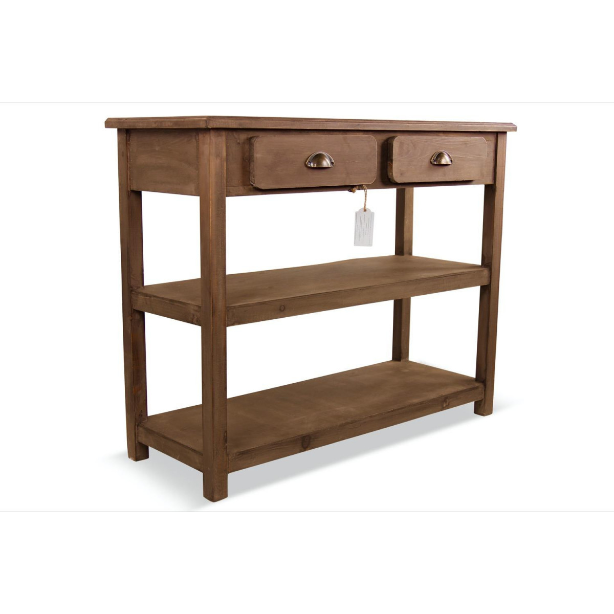 Meuble Console Drapier Bois 2 Tiroirs 100x40x80.5cm