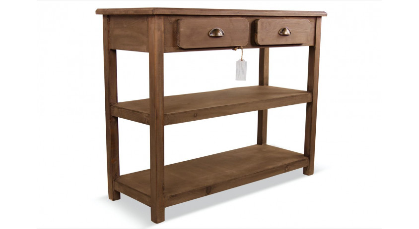 Meuble Console Drapier Bois 2 Tiroirs 100x40x80.5cm