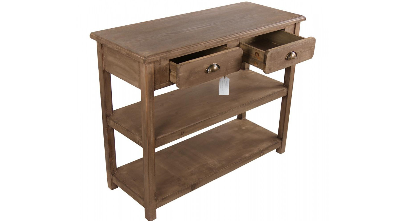 Meuble Console Drapier Bois 2 Tiroirs 100x40x80.5cm