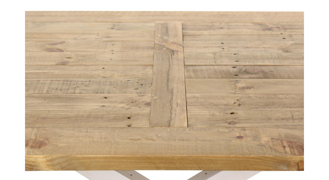 Table Rectangulaire Bois Blanc Césuré 180x90x78cm