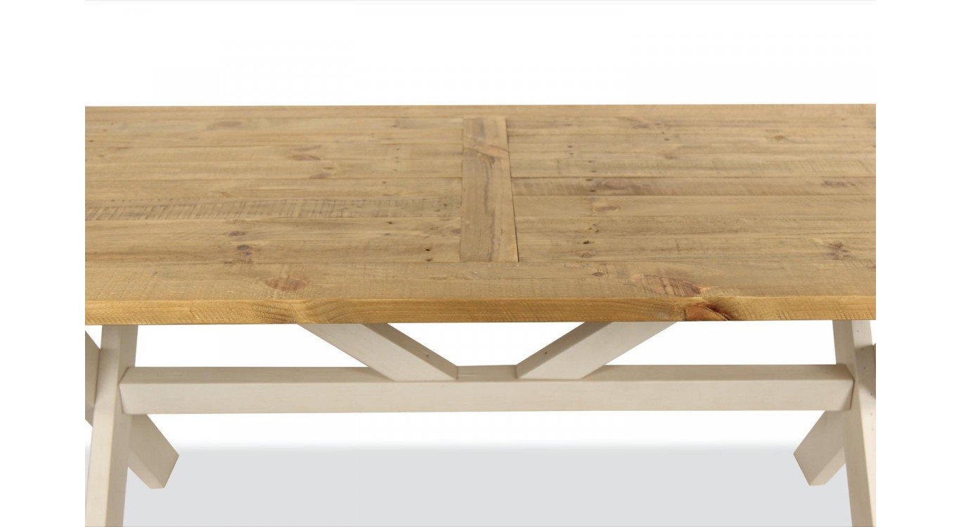 Table Rectangulaire Bois Blanc Césuré 180x90x78cm