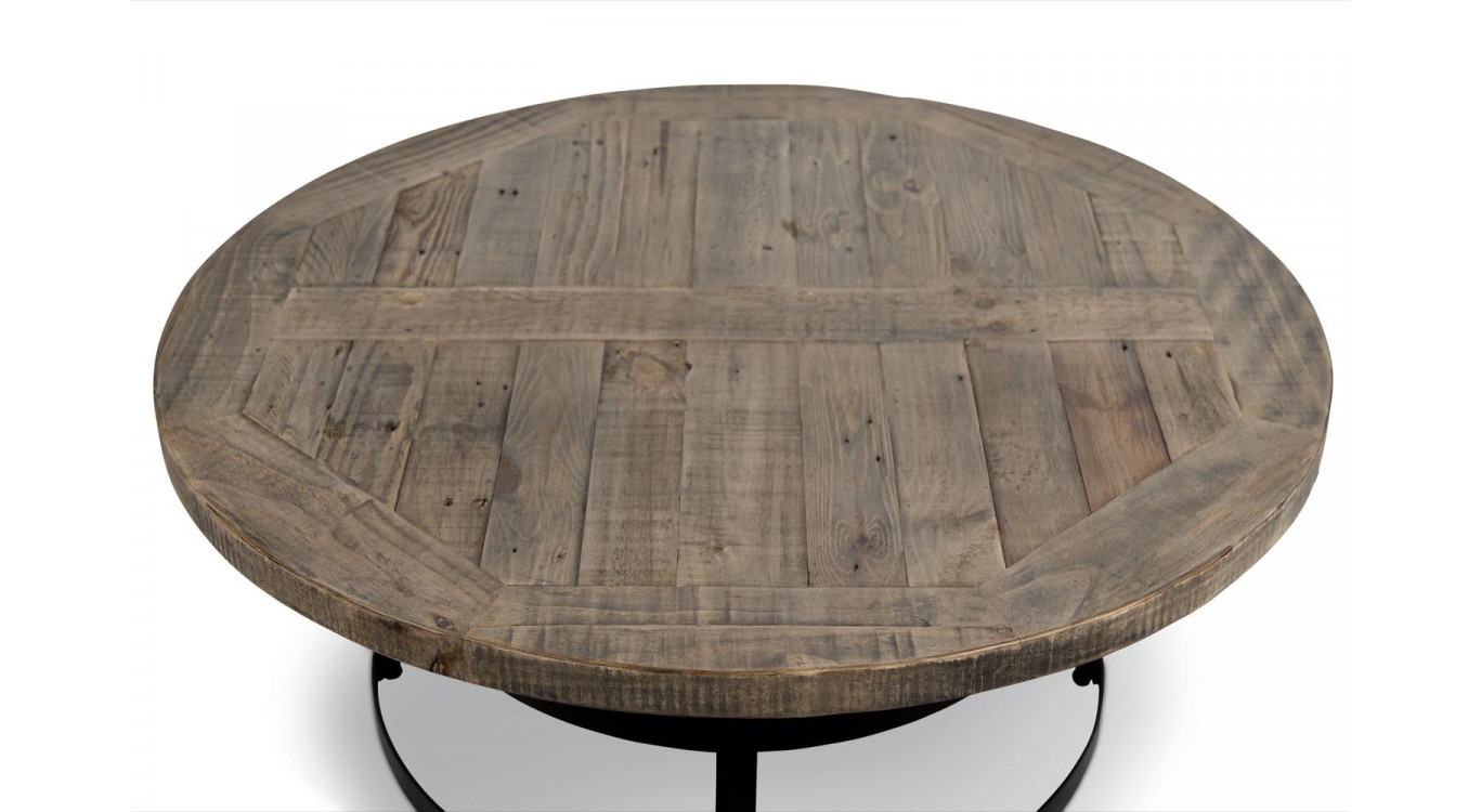 Table Basse Ronde Bois Marron 100x100x40.5cm