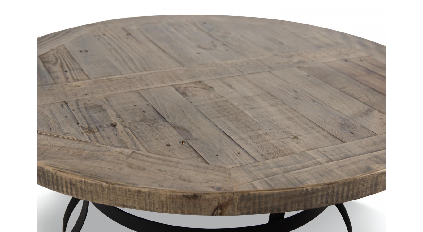 Table Basse Ronde Bois Marron 100x100x40.5cm