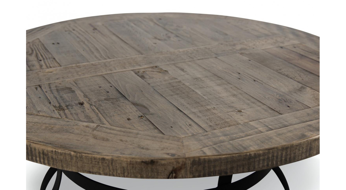 Table Basse Ronde Bois Marron 100x100x40.5cm