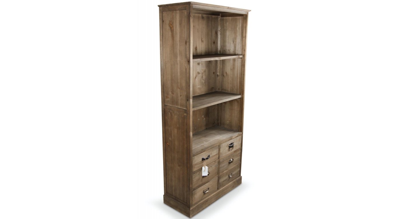 Buffet Vaisselier Rangement Bois 6 Tiroirs 78x34x168cm