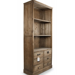 Buffet Vaisselier Rangement Bois 6 Tiroirs 78x34x168cm