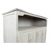 Meuble Bas Rangement Bois Cerusé Blanc Plateau Zinc 119x47x90cm