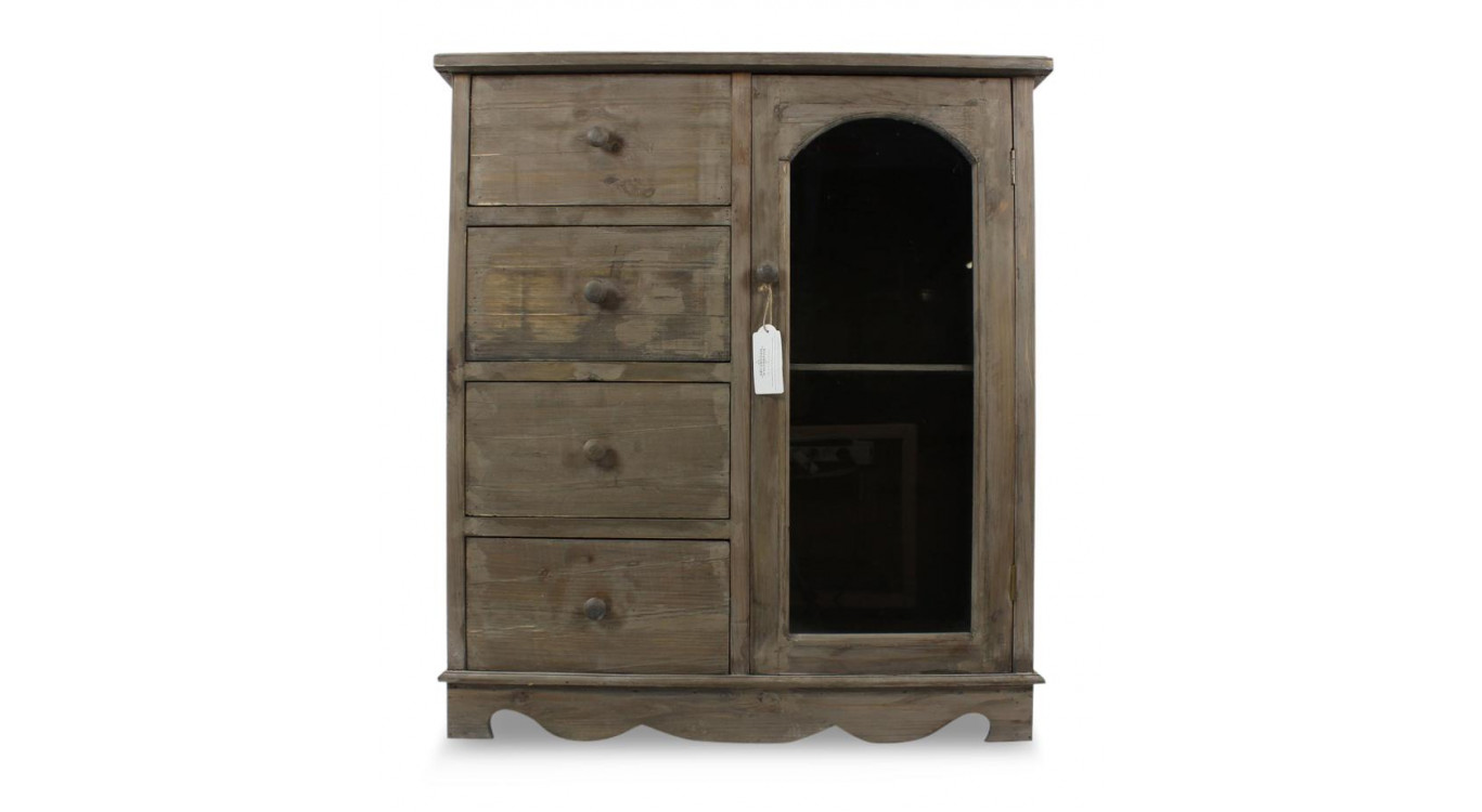 Meuble Bas Rangement Bois 4 Tiroirs 80x40x90cm