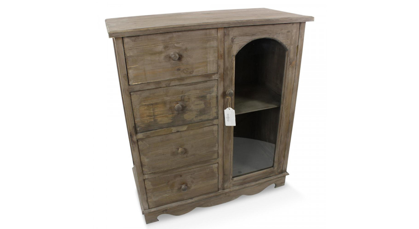 Meuble Bas Rangement Bois 4 Tiroirs 80x40x90cm