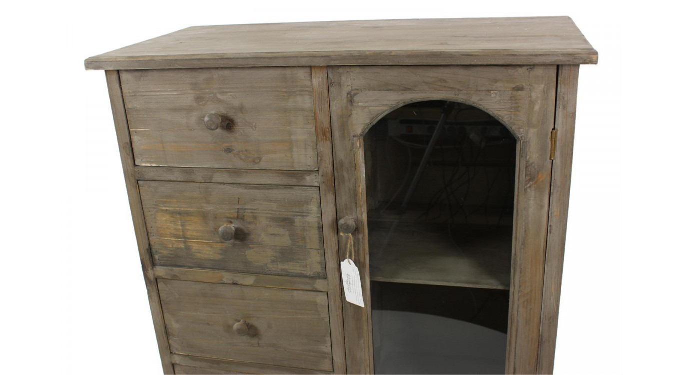 Meuble Bas Rangement Bois 4 Tiroirs 80x40x90cm